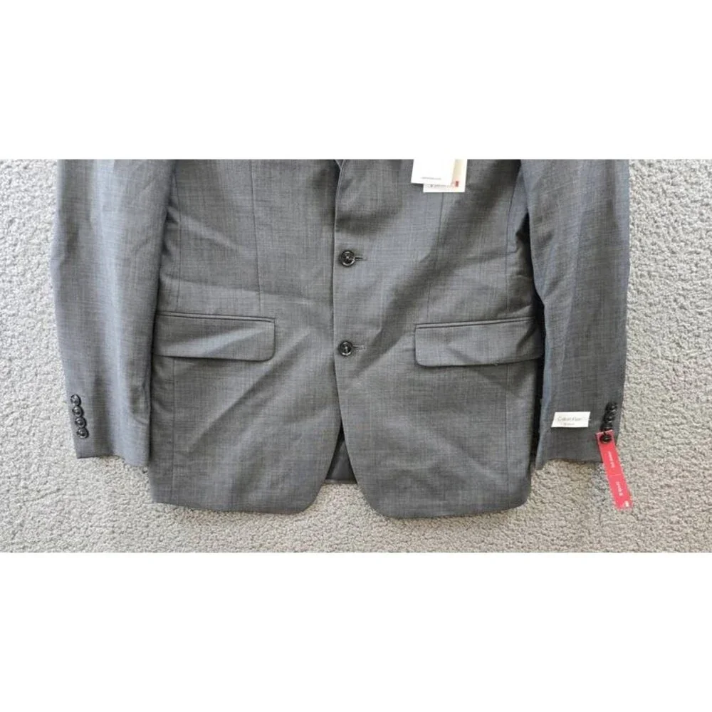 Calvin Klein Slim-Fit Wool Stretch Suit Jacket Men's 40L Gay Heather Long Sleeve